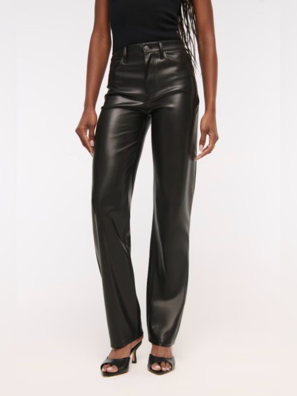 Abercrombie & Fitch 90s Straight Ultra High Rise Faux Leather Pants Black 27